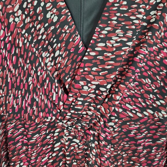 Lane Bryant Size 20 Dress Chiffon Faux Wrap Lined 3/4 Sleeve Flowy Lined Midi - Picture 9 of 10